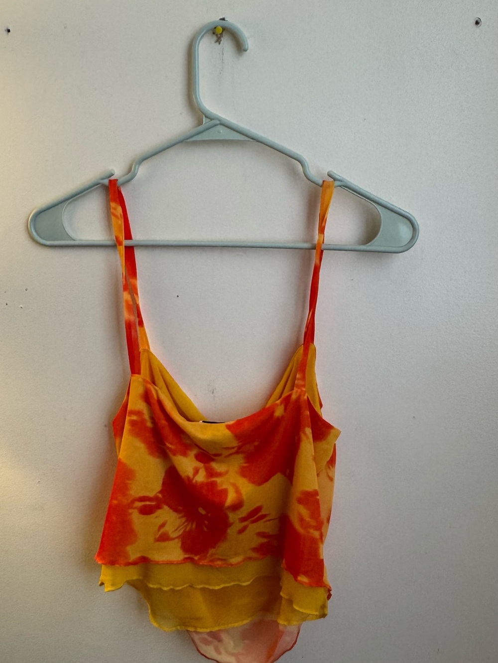 Oh Polly Yellow & Orange Tie-Dye Cowl Neck Camisole